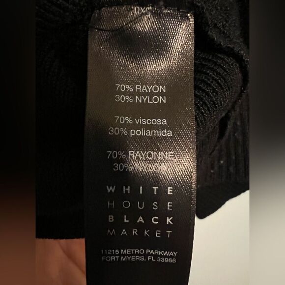 White House Black Market Ribbed Black V-neck Sweater Pullover Sz S - Picture 10 of 14